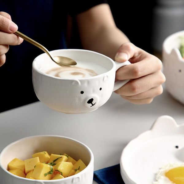 

dinnerware sets nordic art bear tableware set bowls and plates household fruit dessert sushi plate soup noodle salad bowl simple milk coffee