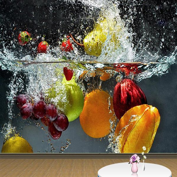 

custom po wallpaper 3d fruit spray wall painting kitchen restaurant self-adhesive waterproof thicken stickers wallpapers
