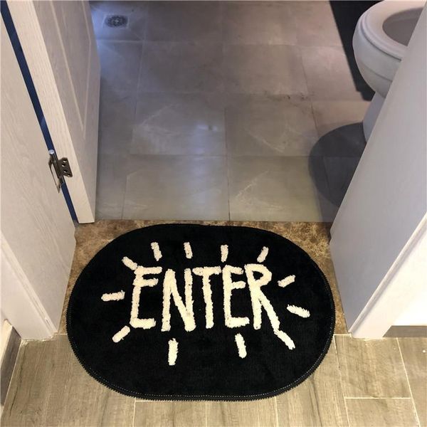 

carpets bath enter door carpet black white simple nordic bathroom absorbent floor mat non-slip foot 45*65cm home decoration