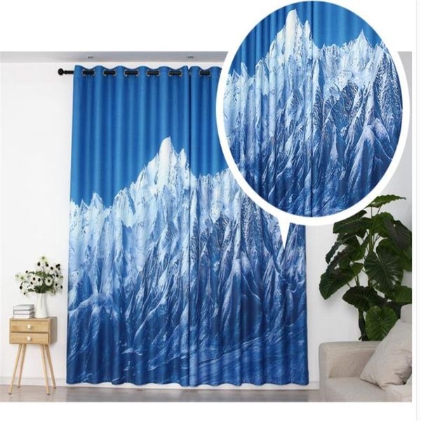 

curtain & drapes beautiful po fashion customized blackout 3d curtains blue mountain soundproof windproof