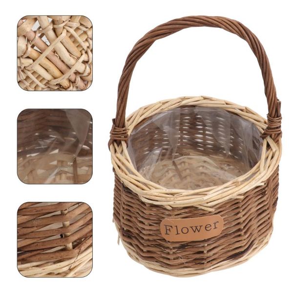 

storage baskets 1pc rattan woven handheld flower basket
