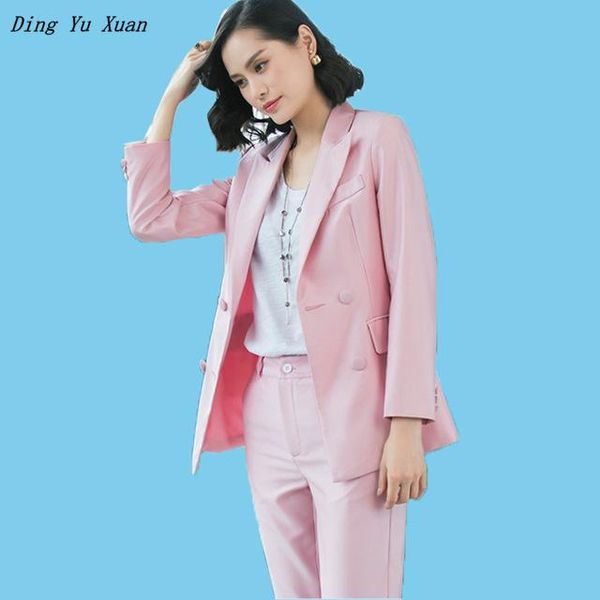 

women's suits & blazers ladies office work double breasted blazer with pencil pants ol women red pink blue suit jacket trouser two piec, White;black