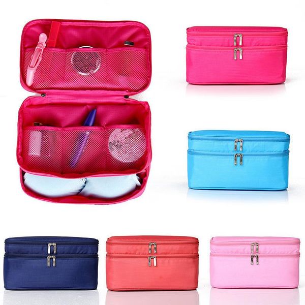 

storage boxes & bins double-layer travel bag household multifunctional bra underwear toiletries cosmetic organizer waterproof beauty box
