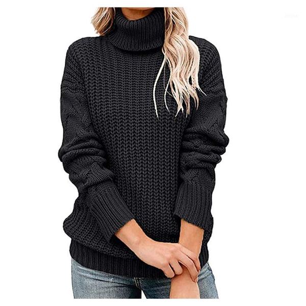 

autumn winte sweaters women casual o-neck turtleneck solid color long sleeve pullover thick sweater 2021 fashion ropa mujer#30 women's, White;black