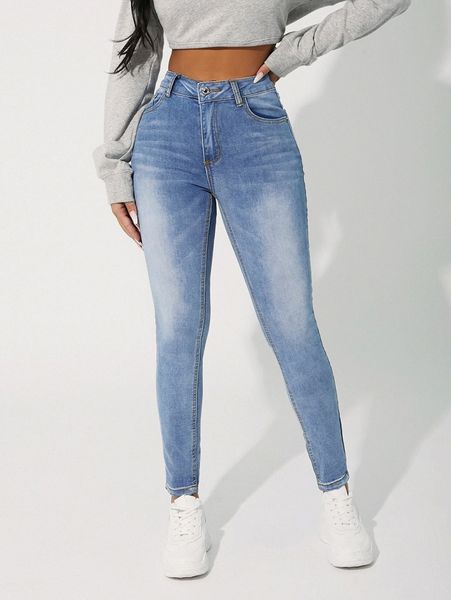 

petite high waist skinny jeans r4qe#, Blue