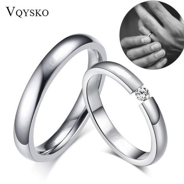 

wedding rings fashion 3mm thin stainless steel couple jewelry for women men never fade engagement gift puzzle ring with cz stone, Slivery;golden