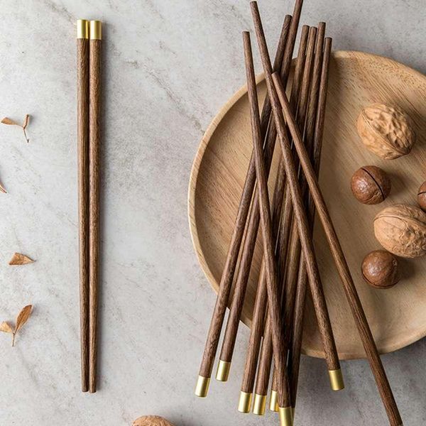 

pair wooden chopsticks chinese style non-slip anti-mold sushi flat blessing