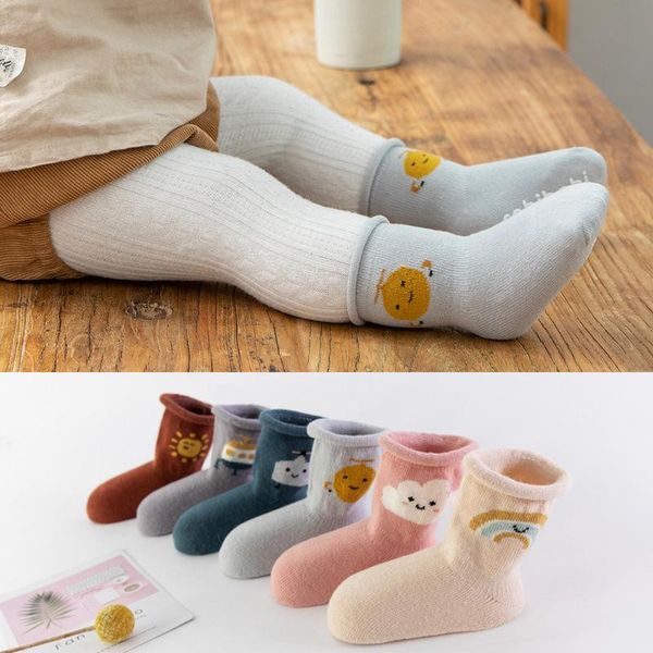 

baby toddler girl socks cotton animal print boys girls non-slip rubber floor cartoon infant kids loosens, Pink;yellow