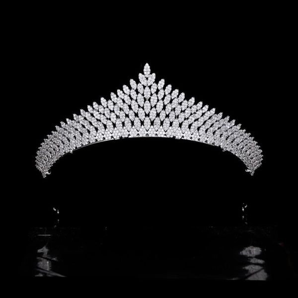 

hair clips & barrettes micro-inlaid full zircon bride wedding crown elegant bridal tiaras for women headdress jewelry accessories hq0439, Golden;silver