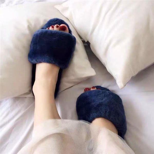 

chinese brand women's slippers with sheepskin and fur, 100% pure wool, the latest, Black
