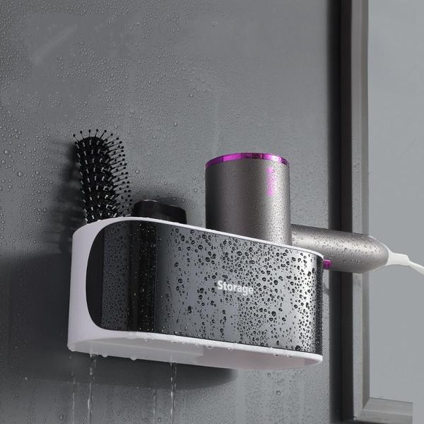 

hooks & rails wall-mounted perforation-hair dryer rack multi-function racks household bathroom straightener storage wall