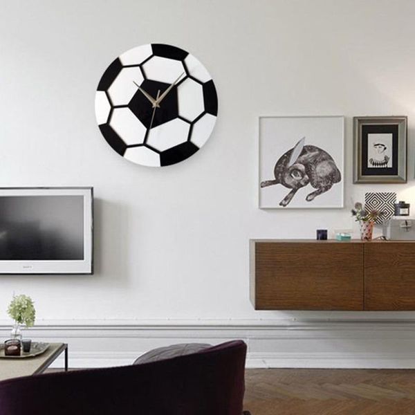 

wall clocks 12 inch minimalist soccer clock bedroom mute round living room stickers home decorative