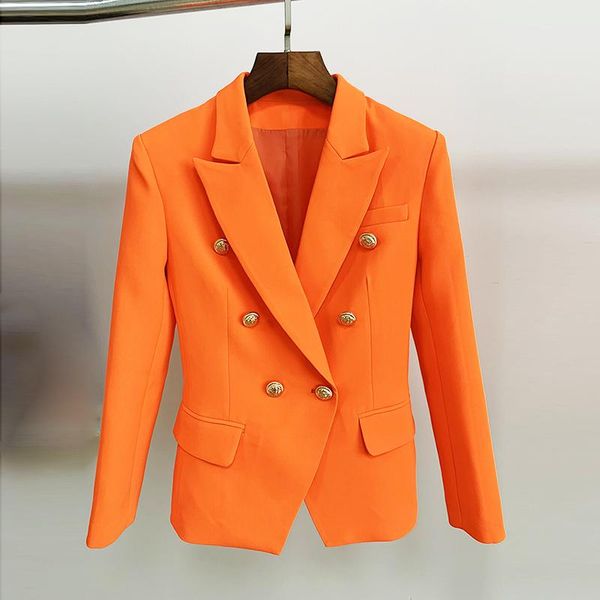 

women's suits & blazers high street classic baroque designer blazer metal lion buttons double breasted orange, White;black