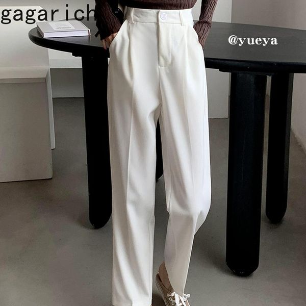 

women's pants & capris gagarich cropped pant 2021 autumn korean chic niche versatile high-waist thin pleated design loose wide-leg casu, Black;white