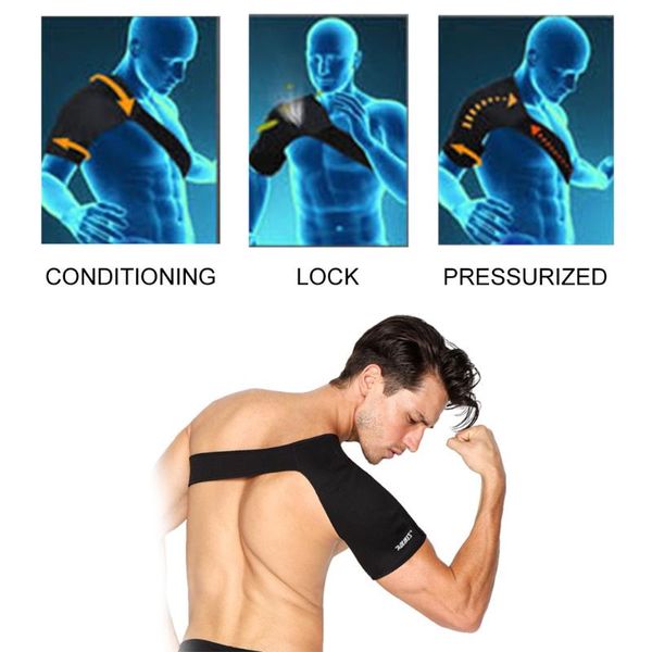

shoulder brace with pressure pad neoprene support back guard strap wrap belt band bandage men/women fast delivery, Black;blue