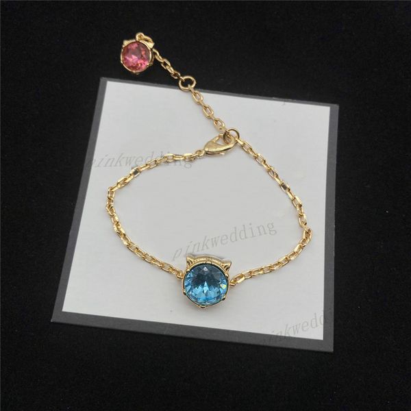 

double tiger head bangle two color crystal bracelet luxury delicate animal pattern bangles shiny gem bracelets, Golden;silver