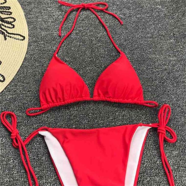 

2021 summer beachwear new brazilian bikini set ties swimwear pads bathing suit swimsuit biquini maillot de bain femmeby air