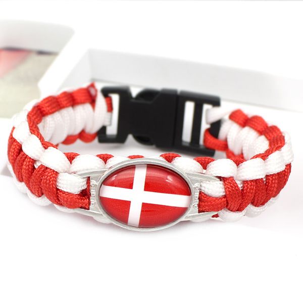 

souvenir denmark world cup flag bracelet umbrella rope braided outdoor life