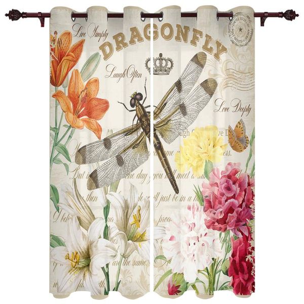 

nice translucent curtains with azalea dragonfly retro pattern for living room kitchen bedroom decoration windows curtain & drapes