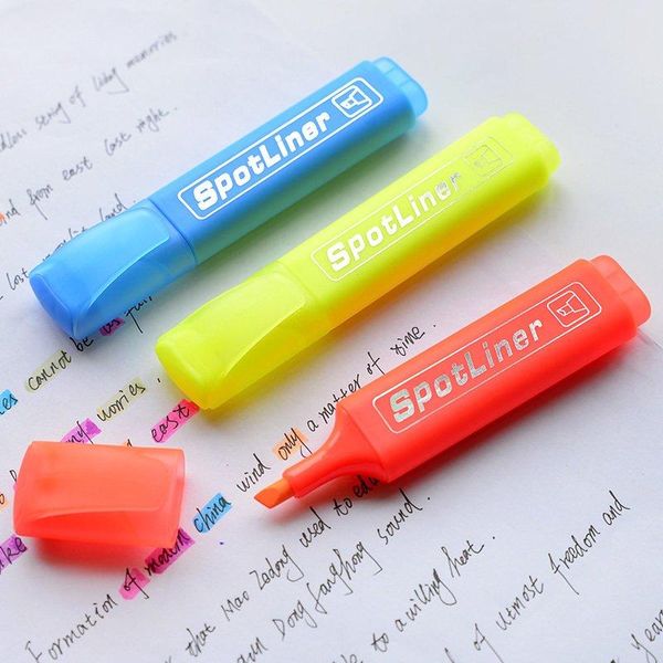 

highlighters 6 pcs/lot color spotliner highlighter pen fluorescent marker stationery office highlight school supplies caneta destaca fb687, Black;red