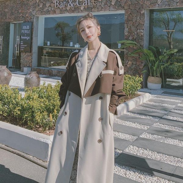 

women's trench coats autumn fashion classic coat for women windbreaker 2021 spring korean office lady femme k1053, Tan;black