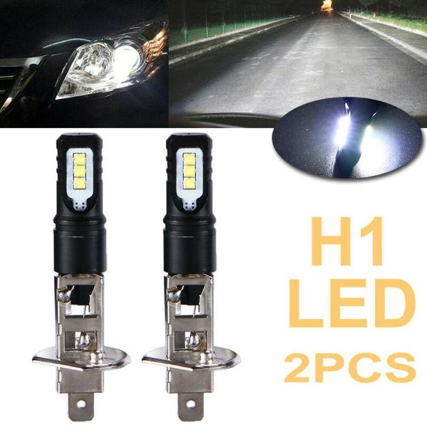 

car headlights 2pcs led bulbs white light lamp front h1 fog high beam