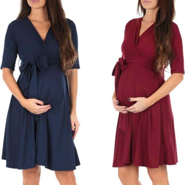 

maternity dresses pregnant women pure color breastfeeding clothes csaual nursing dress comfortable sleepwear pregnancy clothing, White