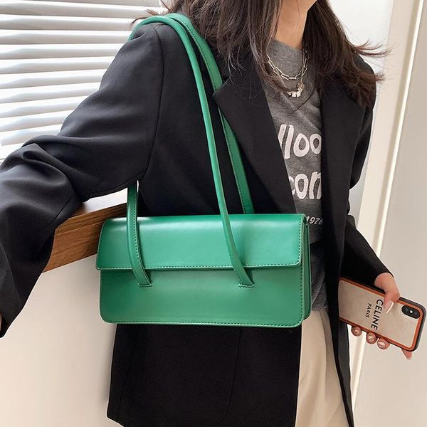 

evening bags leather shoulder designer green fashion bag woman baguette satchel female tote luxury handbag for women 2021 handbags