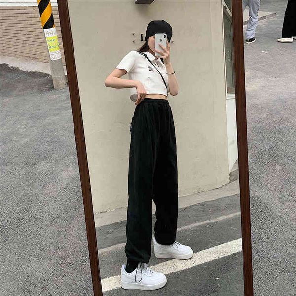 

capris ytx203 labeled love drawstring pants leisure sweatpants, Black;white