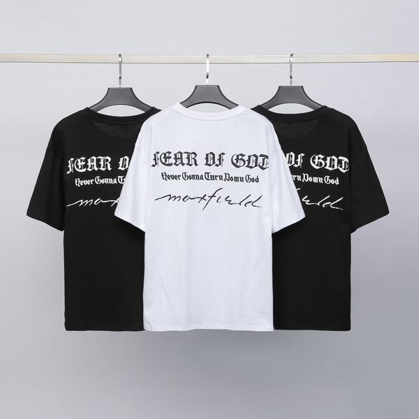 

21ss high street cotton t shirts sanskrit letter print round neck short sleeve designer casual loose men's and women's t-shirt, White;black