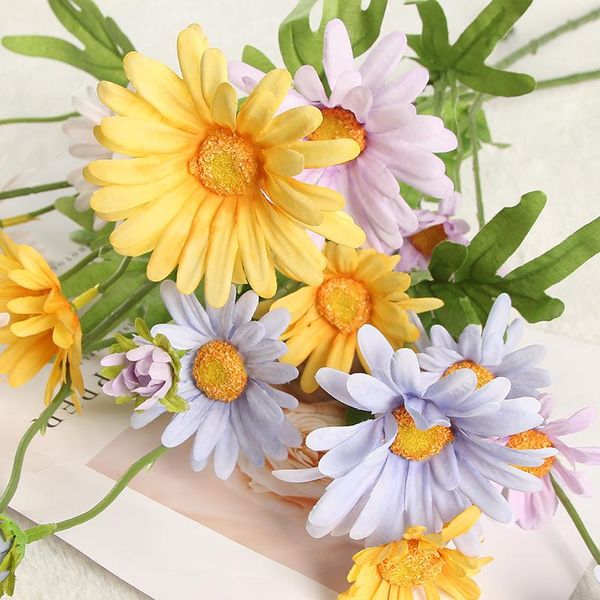 

decorative flowers & wreaths 5 pcs vintage artificial silk bouquet daisy peony fake for wedding home party decoration chrysanthemum