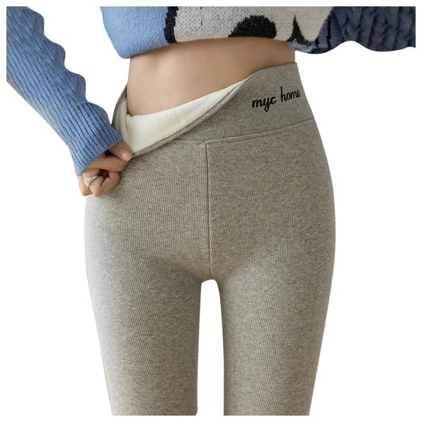 

women's leggings 2021 winter warm and thickened cashmere wear high waist lamb pants cold resistant trousers, Black