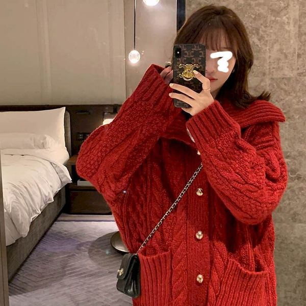 

2021 spring autumn sweaters for women cardigan loose oversized long sleeve oversize korean fashion clothes vintage harajuku, Black