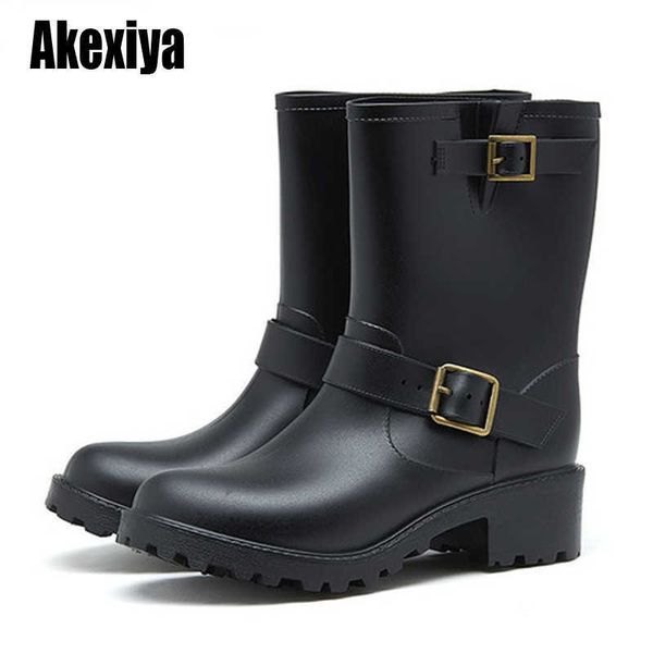 

rubber rain boots for women waterproof fashion shoes ladies short ankle rainboots non-slip leather boots p644 211015, Black;red