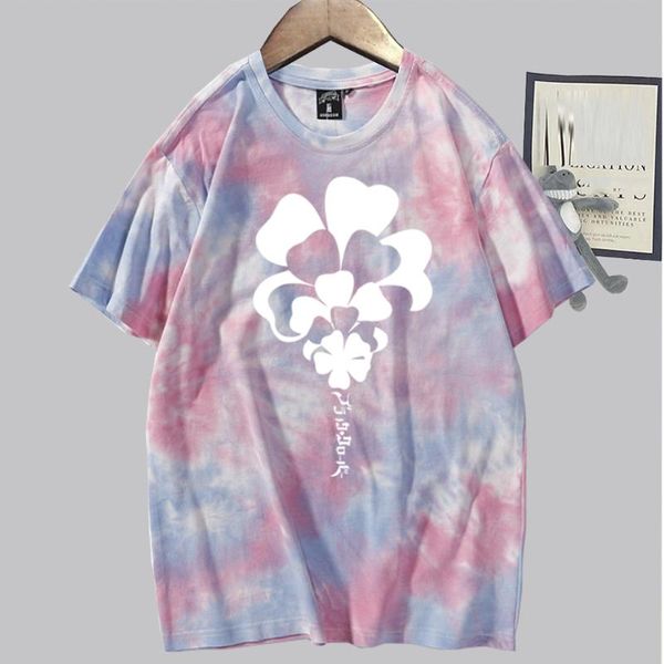 

men's t-shirts anime black clover print t-shirt harajuku tie dye street style clothes casual short sleeve fashion summer, White;black