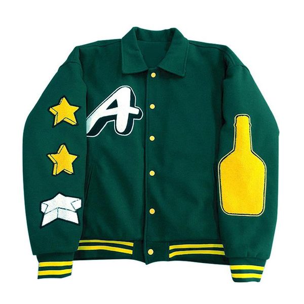 

men's jackets men high street bomber vintage patchwork big a letter baseball jacket harajuku college style chaquetas couple loose coat, Black;brown