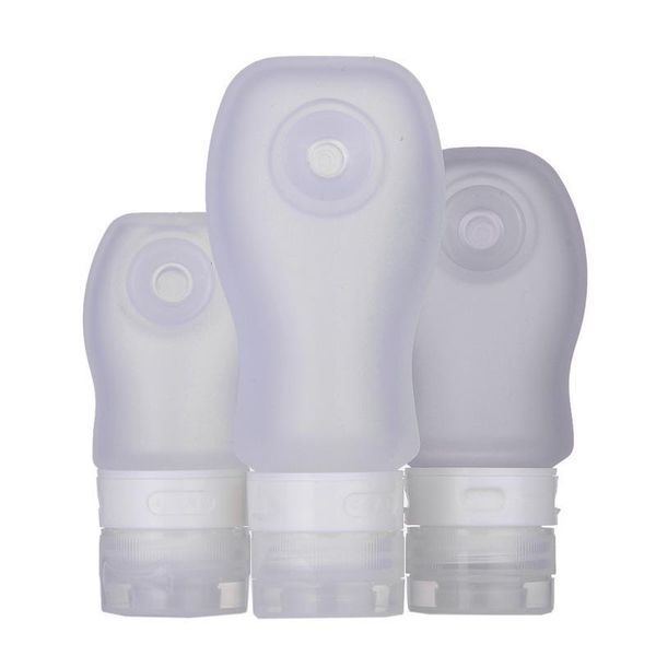 

3pcs 37/60/89ml leak-proof portable squeezable silicone refillable bottles set travel containers with suction cup storage & jars