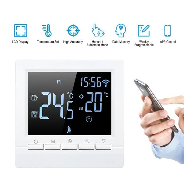 

smart home control thermostat digital temperature controller lcd display week programmable electric floor heating for school