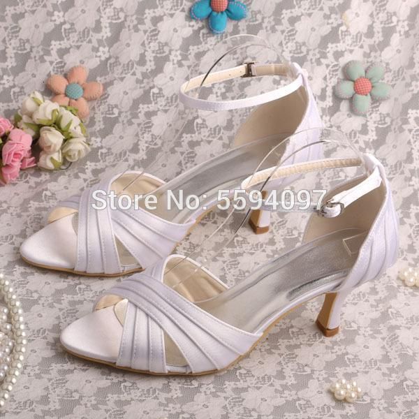

sandals 23 colors peep toe heels for women with ankle strap white satin size 71 d6dz, Black