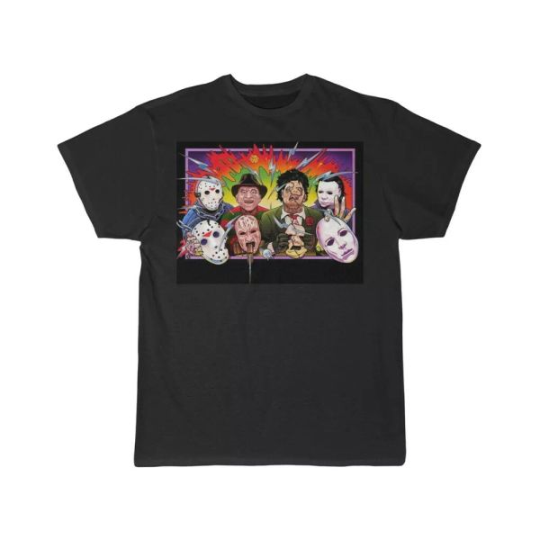 

famous monsters unmasked men's short sleeve tee, White;black