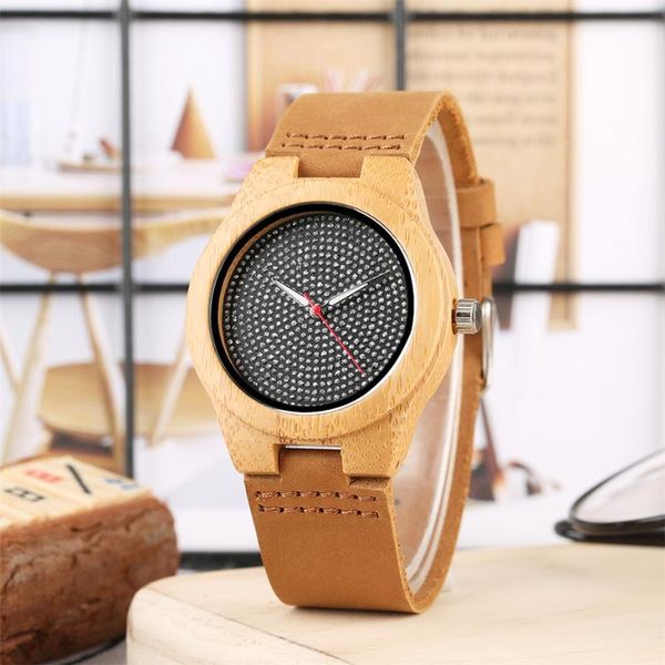 

wristwatches trendy wood watch women rhinestone analog display dial fashion ultra-light wrist timepieces elegant watches for lady gifts, Slivery;brown