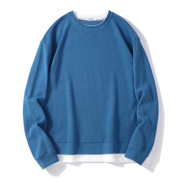 

men's thermal underwear 2021 round neck fake two-piece casual solid color sweater autumn street fashion all-match couple suit, Black;white