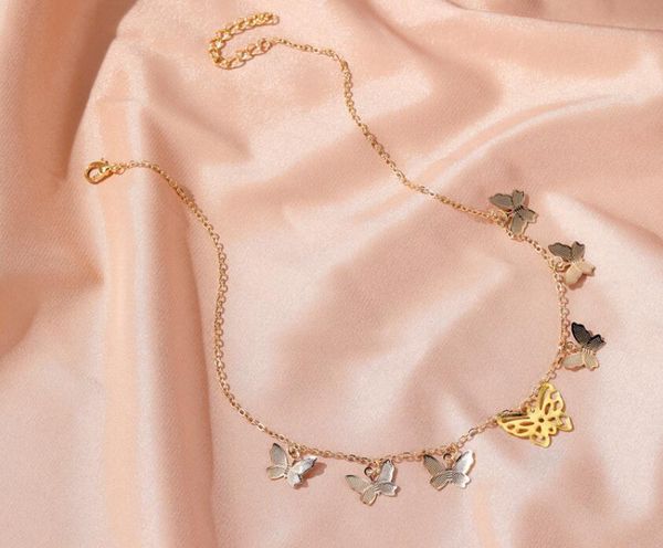 

chains fashion metal texture butterfly pendant necklace ladies, Silver