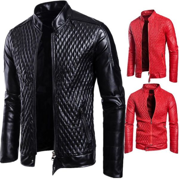 

men's jackets mens jacket spring autumn long sleeve zipper casual stand collar pu leather outwear male top, Black;brown