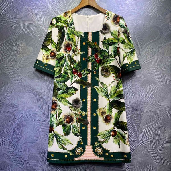 

dress runway fashion spring summer beads square collar dressed in print stylish fashionable retro-casual women's robes loose dresses, Black;gray