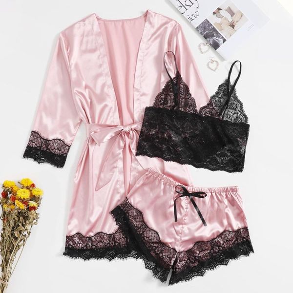 

women's sleepwear satin silk pajamas women nightdress lingerie robes underwear sexy, Black;red