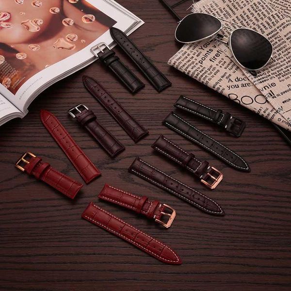 

watch bands wholesale 50pcs/lot 22mm genuine leather band strap parts-black brown,coffee color-0201107