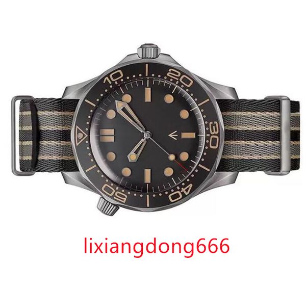 

ceramic bezel mens watches fashion mechanical automatic movement drive 300m 007 james master nato strap designer wristwatches, Slivery;brown