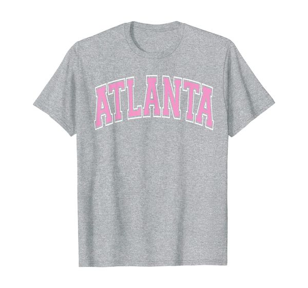 

atlanta tshirt - varsity style pink text, White;black