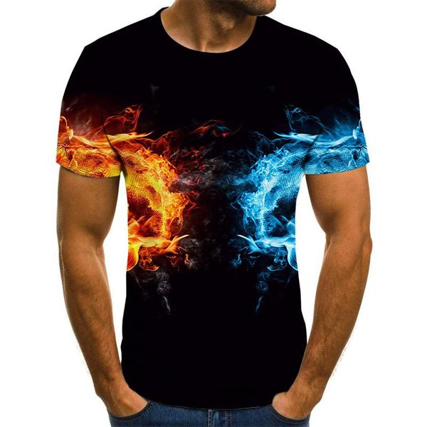 

men's t-shirts 2021 abstract loose version short t digital printing and comfortable 3dt shirt retrot, White;black